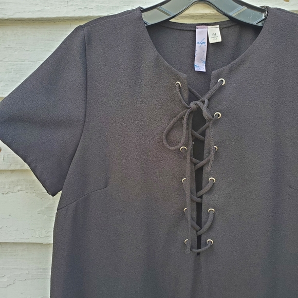 Black Lace Up Dress - Picture 2 of 4